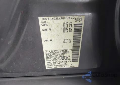 2015 Nissan Altima 2.5 S from USA, damaged, VIN 1N4AL3AP9FC169858
